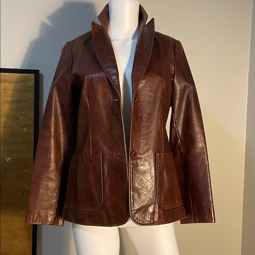 Gap vintage brown leather blazer, size small. Rachel Green jacket alternative - Picture 6 of 13